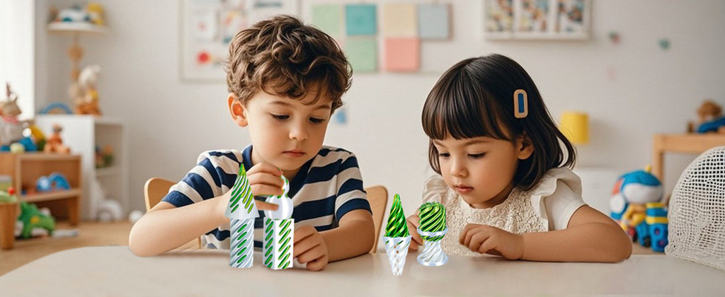 6 Pack Spiral Cone Fidget Toys 3D Printed Impossible Passthrough Pyramid Pillar Gourd Helix Screw Toys for Anxiety Relaxing