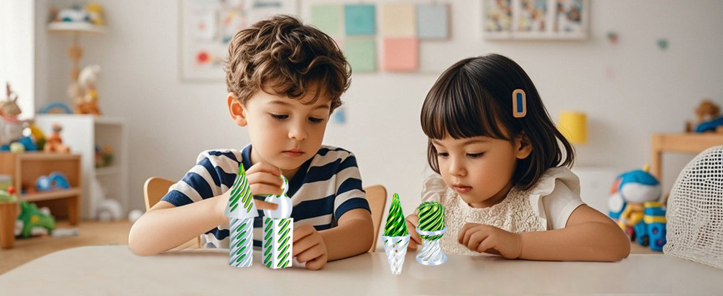 6 Pack Spiral Cone Fidget Toys 3D Printed Impossible Passthrough Pyramid Pillar Gourd Helix Screw Toys for Anxiety Relaxing