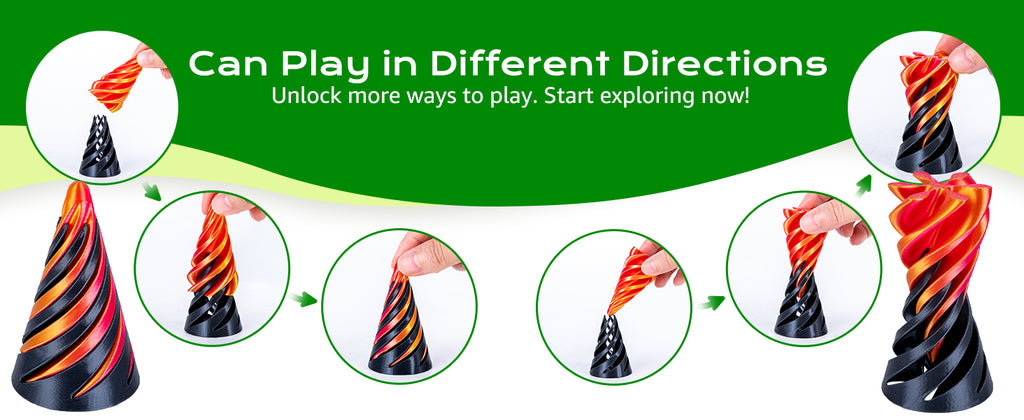 6 Pack Spiral Cone Fidget Toys 3D Printed Impossible Passthrough Pyramid Pillar Gourd Helix Screw Toys for Anxiety Relaxing