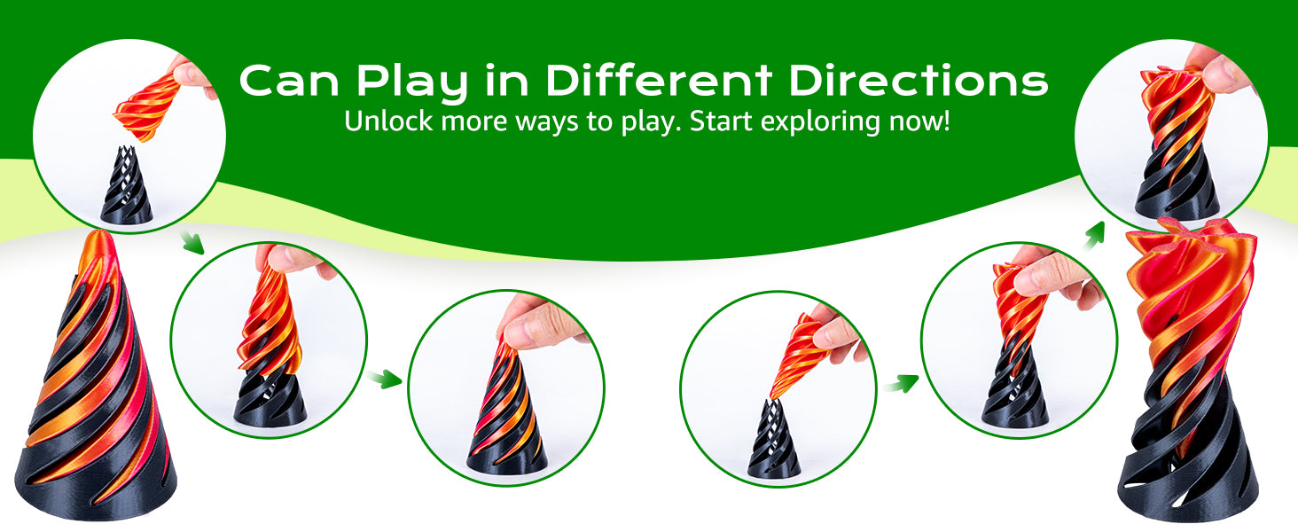 6 Pack Spiral Cone Fidget Toys 3D Printed Impossible Passthrough Pyramid Pillar Gourd Helix Screw Toys for Anxiety Relaxing