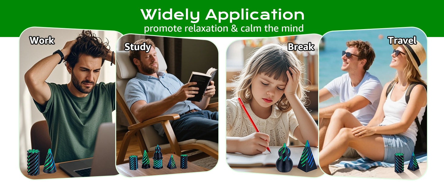 6 Pack Spiral Cone Fidget Toys 3D Printed Impossible Passthrough Pyramid Pillar Gourd Helix Screw Toys for Anxiety Relaxing