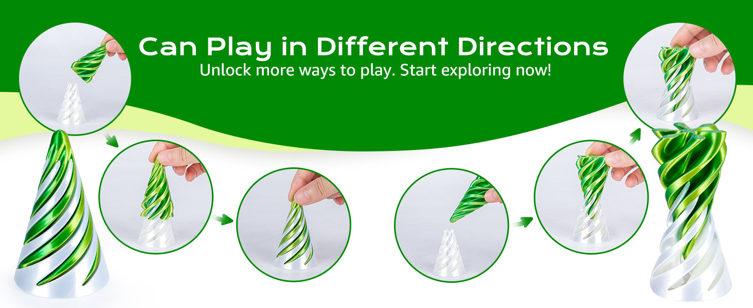6 Pack Spiral Cone Fidget Toys 3D Printed Impossible Passthrough Pyramid Pillar Gourd Helix Screw Toys for Anxiety Relaxing