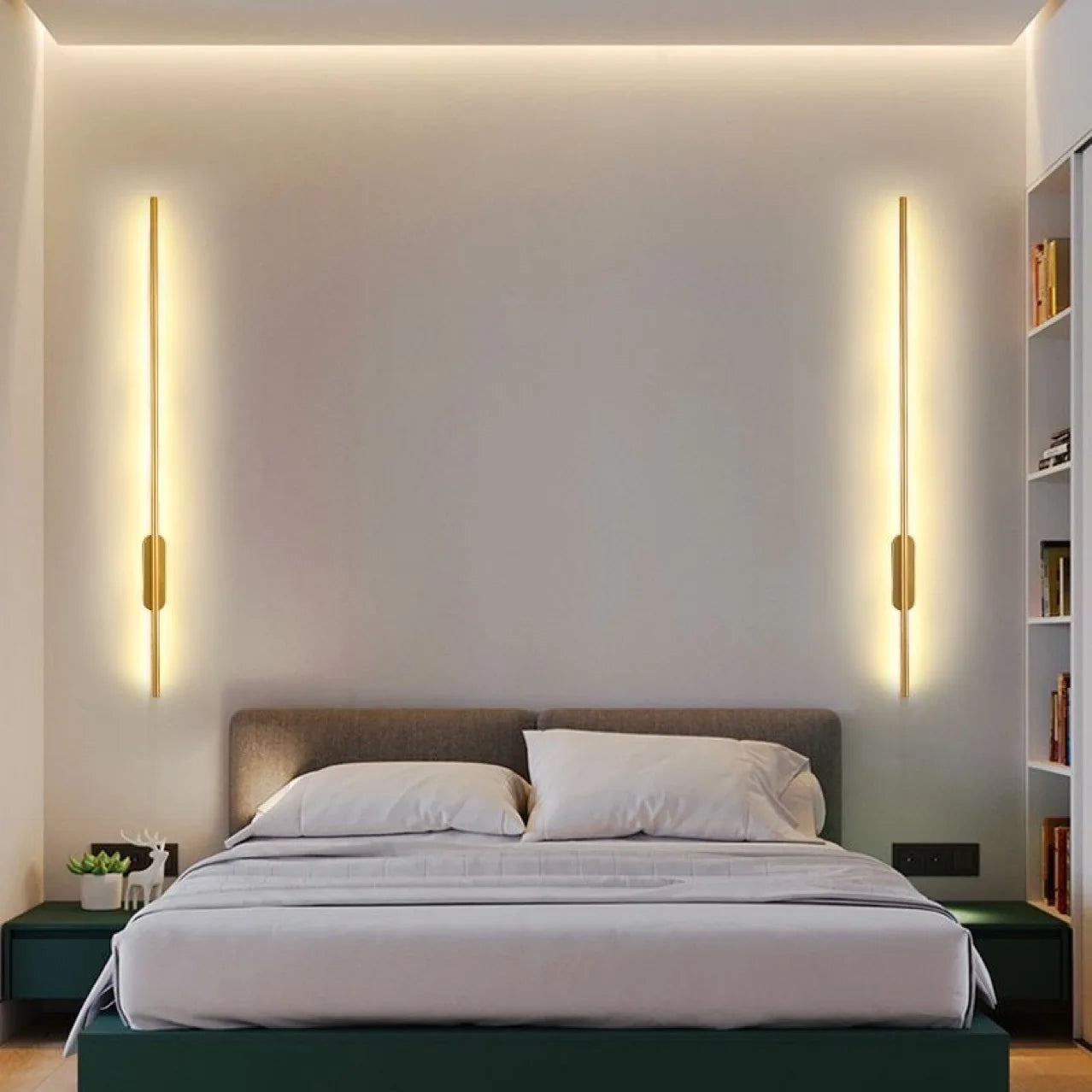 AB Modern Simple Living Room Bedroom Bedside Linear Wall Sconce Lamps up Down Background Opposite Luminous Black Led Wall Light