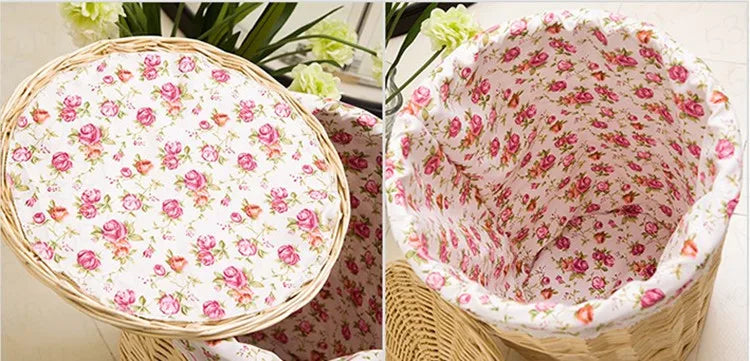 Rattan Hamper Stylish Laundry Basket with Lid for Home Weaving Decorative Storage Bin Woven Clothes Holder
