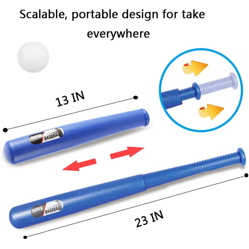 Sport Baseball Toy T-Ball Pitching Machine with 3 Plastic Balls 1 Bat and Ball Launcher Kids Outdoor Play Exercise Batting Skill