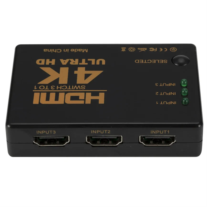 Grwibeou 3x1 4K HDMI Switch HD Video Switcher Adapter 3 Input 1 Output Port HDMI Splitter Hub for Xbox PS4 DVD HDTV PC Laptop TV