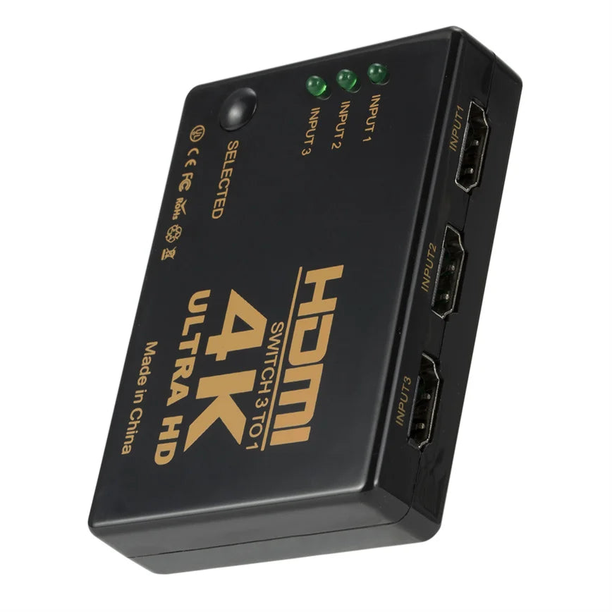 Grwibeou 3x1 4K HDMI Switch HD Video Switcher Adapter 3 Input 1 Output Port HDMI Splitter Hub for Xbox PS4 DVD HDTV PC Laptop TV