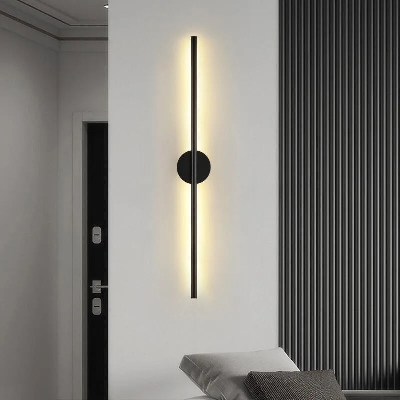 AB Modern Simple Living Room Bedroom Bedside Linear Wall Sconce Lamps up Down Background Opposite Luminous Black Led Wall Light