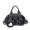 Women's Denim Bag Y2K Vintage Grey Jean Purse and Handbags Crossbody Shoulder Bags Retro Large Capacity Totes With Heart Mirror