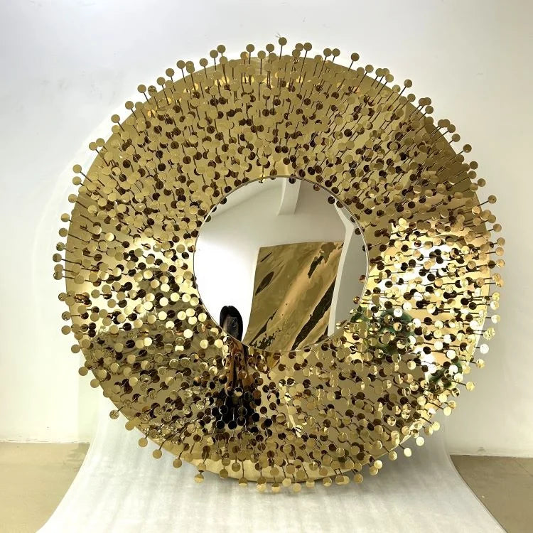 Modern Luxury Art Mirror New Design Golden Wall Convex Mirror Decorative Sunburst Metal Frame Art Mirror for Home Hotel Decor