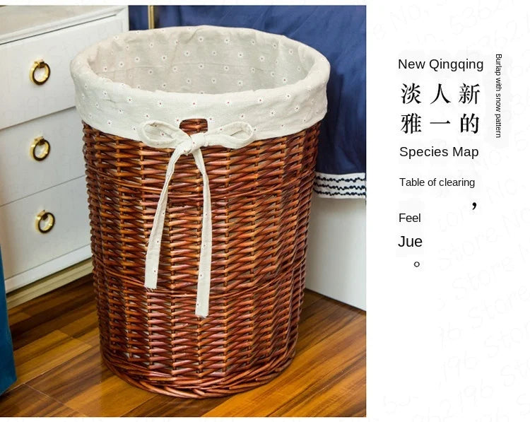 Rattan Hamper Stylish Laundry Basket with Lid for Home Weaving Decorative Storage Bin Woven Clothes Holder