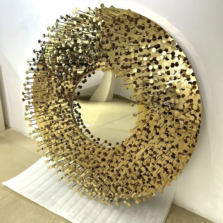 Modern Luxury Art Mirror New Design Golden Wall Convex Mirror Decorative Sunburst Metal Frame Art Mirror for Home Hotel Decor