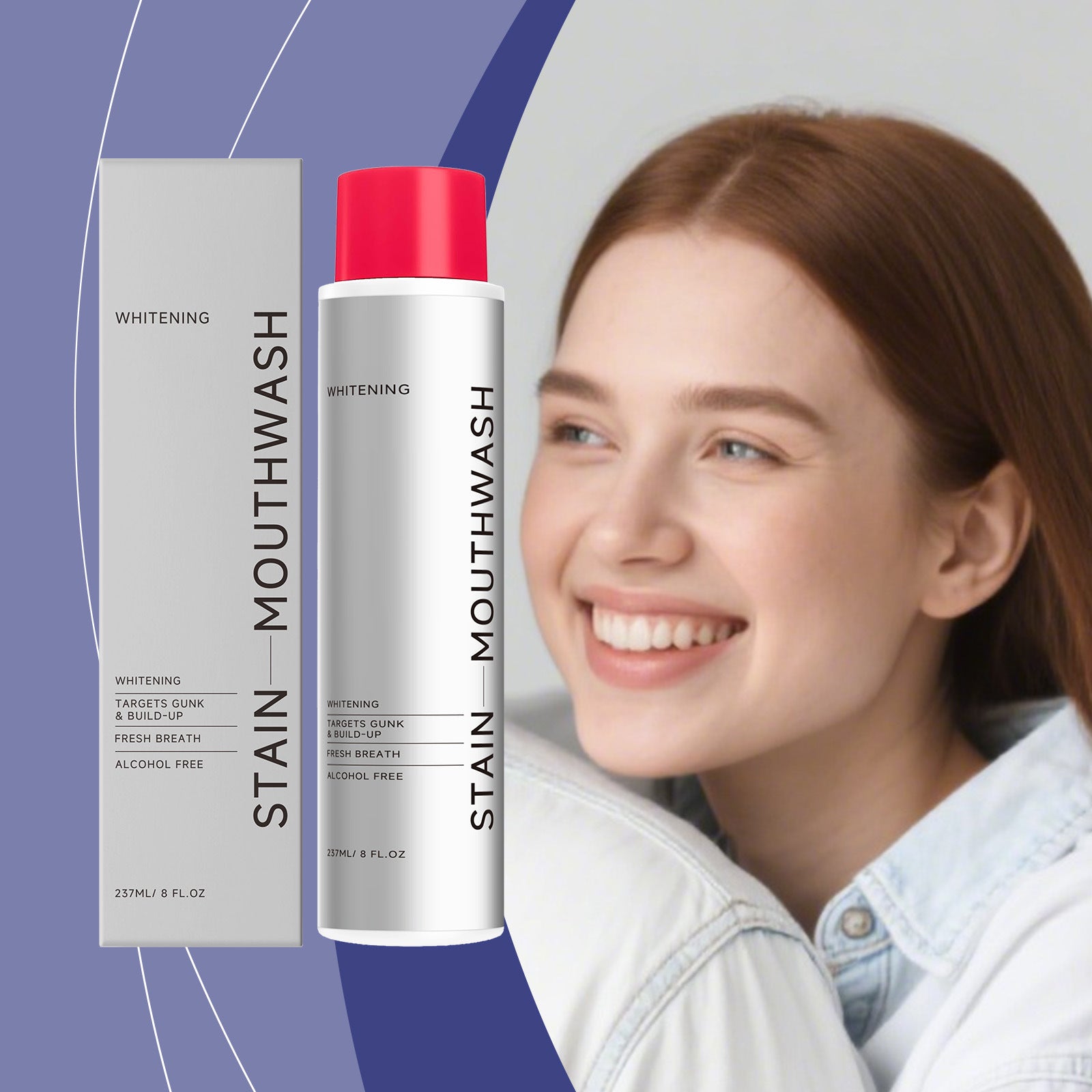 Teeth Whitening Mouthwash Remove Bad Odor Teeth Stain Removal Oral Cleansing Fresh Breath Protect Gum Refreshing Mouthwash 237ml