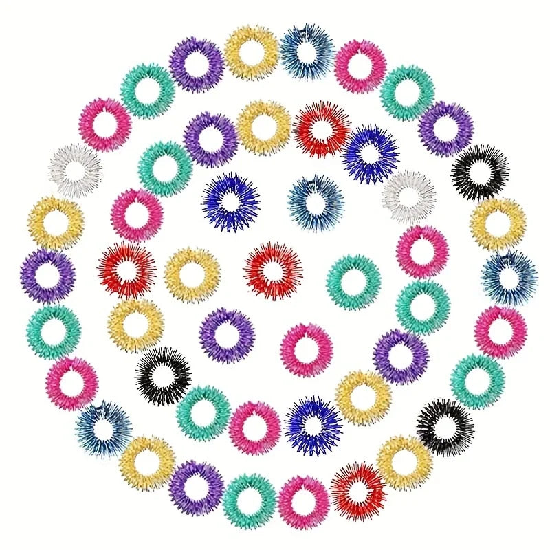 5Pcs/Pack Spiky Sensory Fidget Ring Toys for Children Adult Massager Hand Acupressure Finger Ring Toy Massage Circle Kids Gift