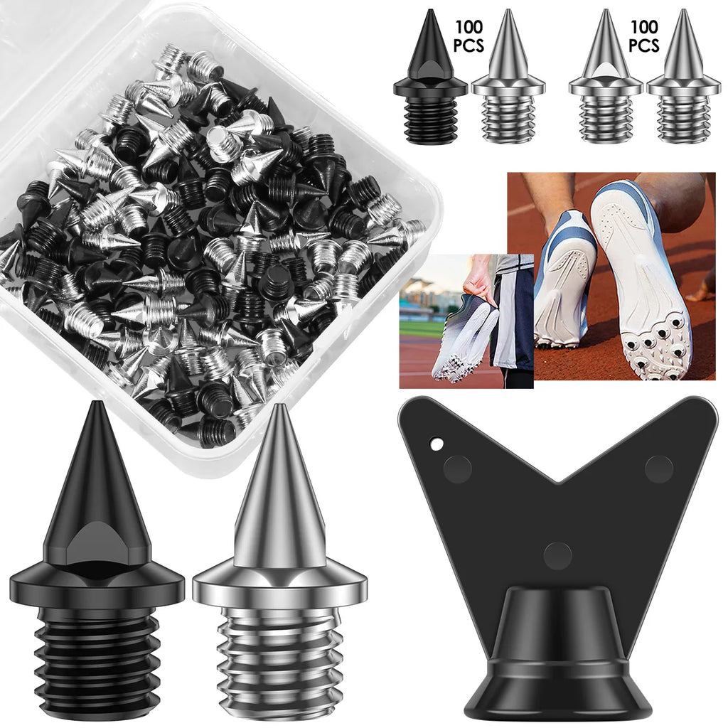 100Pcs Track Spikes Set Steel Wear Resistant Shoe Spikes Replacement Anti Slip Lightweight Sneakers Running Hiking Spikes