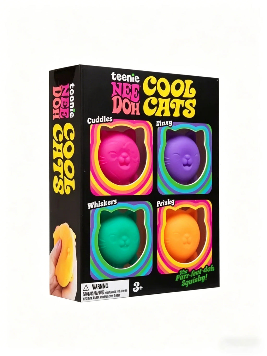 NeeDoh Teenie Cool Cats 4 Pack Adorable Mini Cat Fidget Toys Soft Squishy Stress Relief Sensory Squeeze Toys