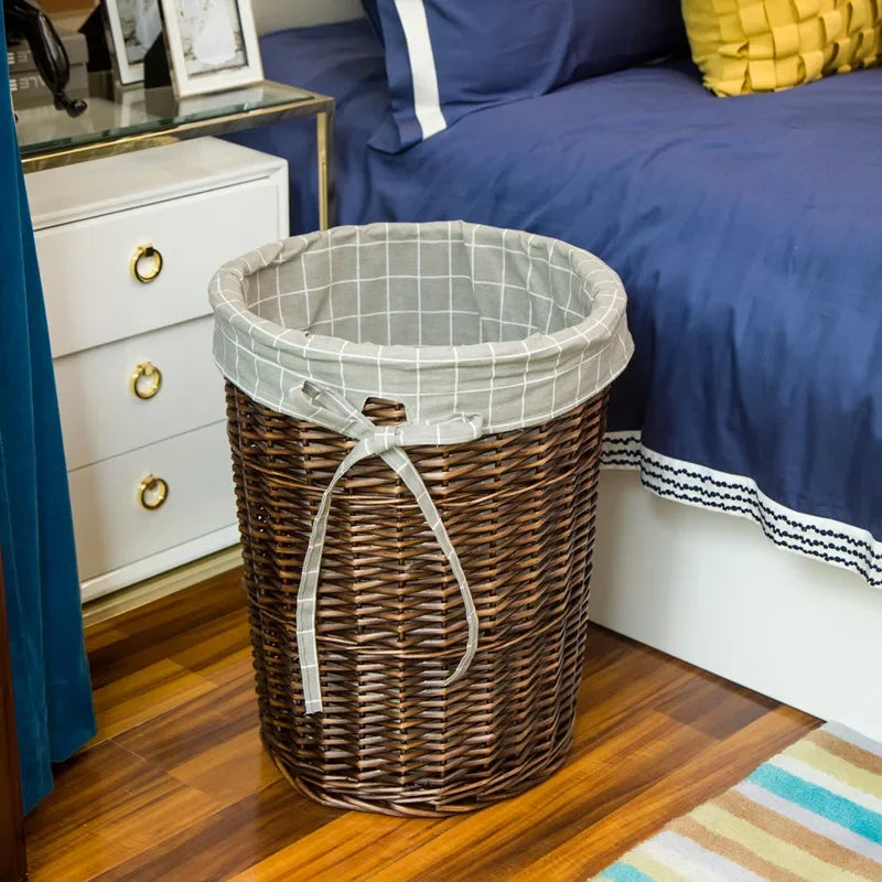 Rattan Hamper Stylish Laundry Basket with Lid for Home Weaving Decorative Storage Bin Woven Clothes Holder