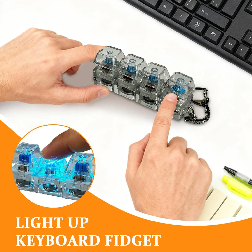 Keyboard Fidget Clicker Portable Charm Realistic Clicker Button Fidget for Adults for Adults Boys Girls Family Travel Backpack