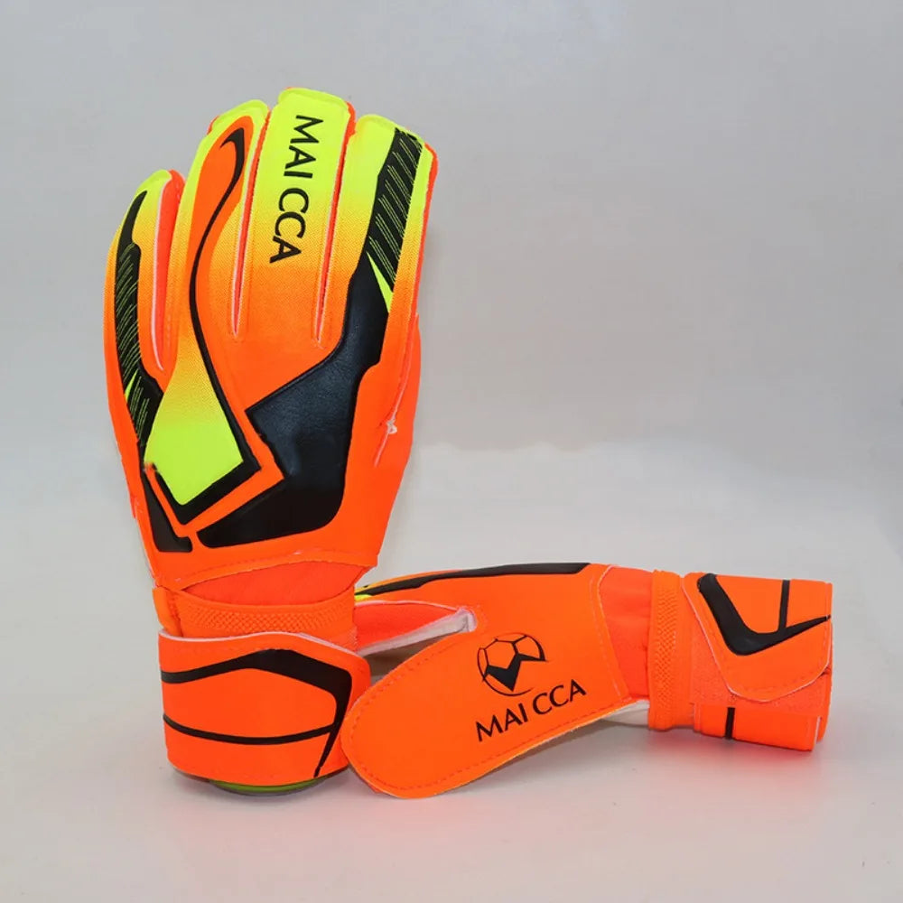 1 Pair Non-Slip Soccer Goalie Gloves Wear-Resistant Latex Game Goalkeeper Gloves Protective Fingers Anti Slip