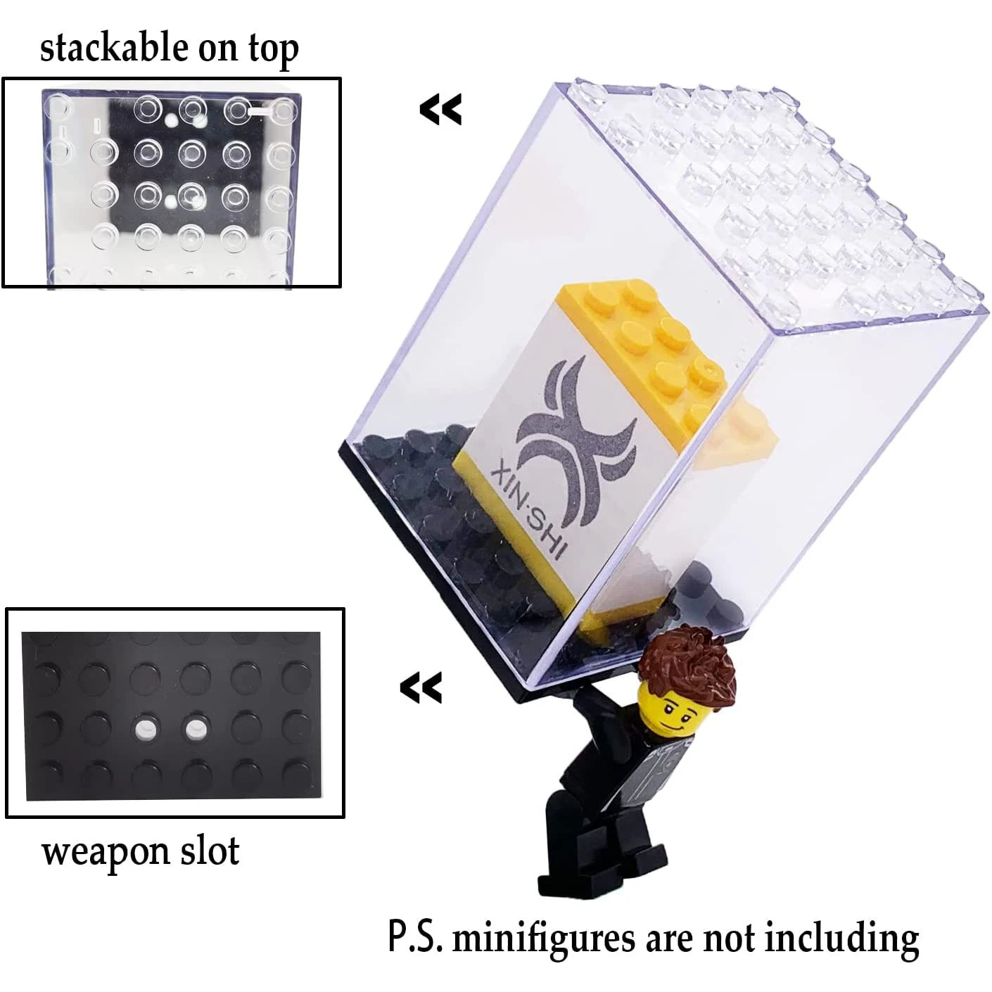 Minifigures Display Case, Acrylic Building Block Display Box,Action Figure Toys Storage for Lego Minifigure,Gift for Lego Lover