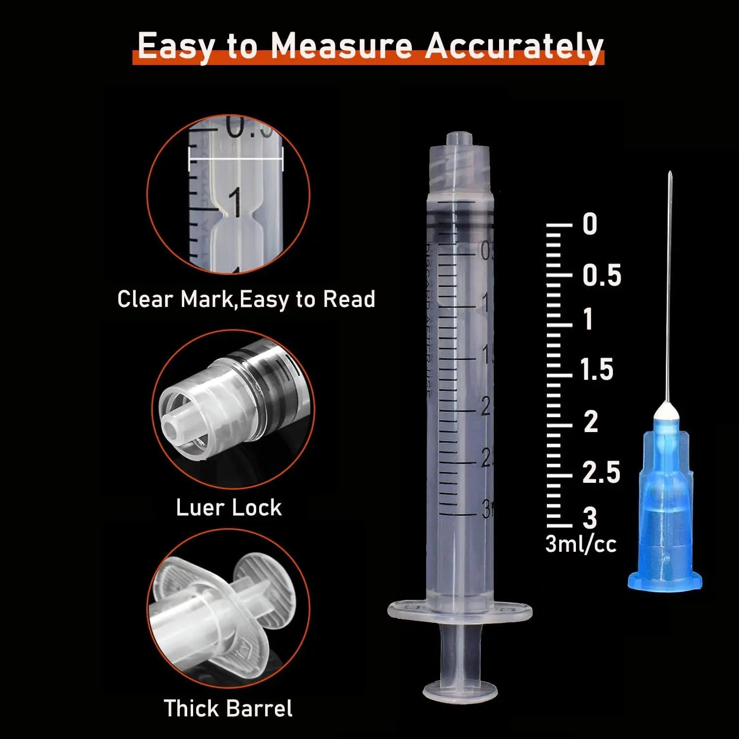 20 Pack 3ml Disposable Luer Lock Syringes with 23Ga 1 Inch Stainless Needle Individually Sealed Packed For Pet Farm Animal