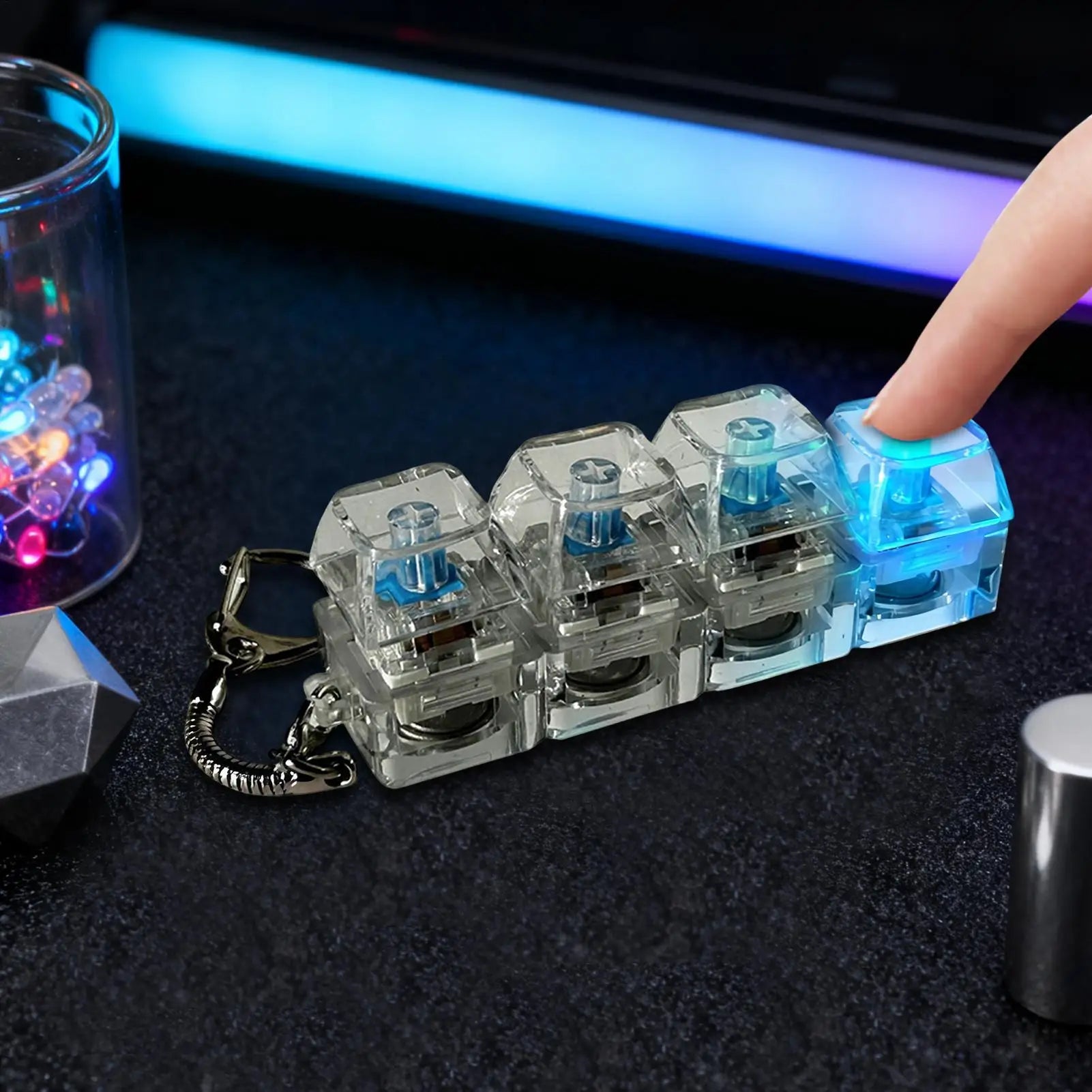 Keyboard Fidget Clicker Portable Charm Realistic Clicker Button Fidget for Adults for Adults Boys Girls Family Travel Backpack