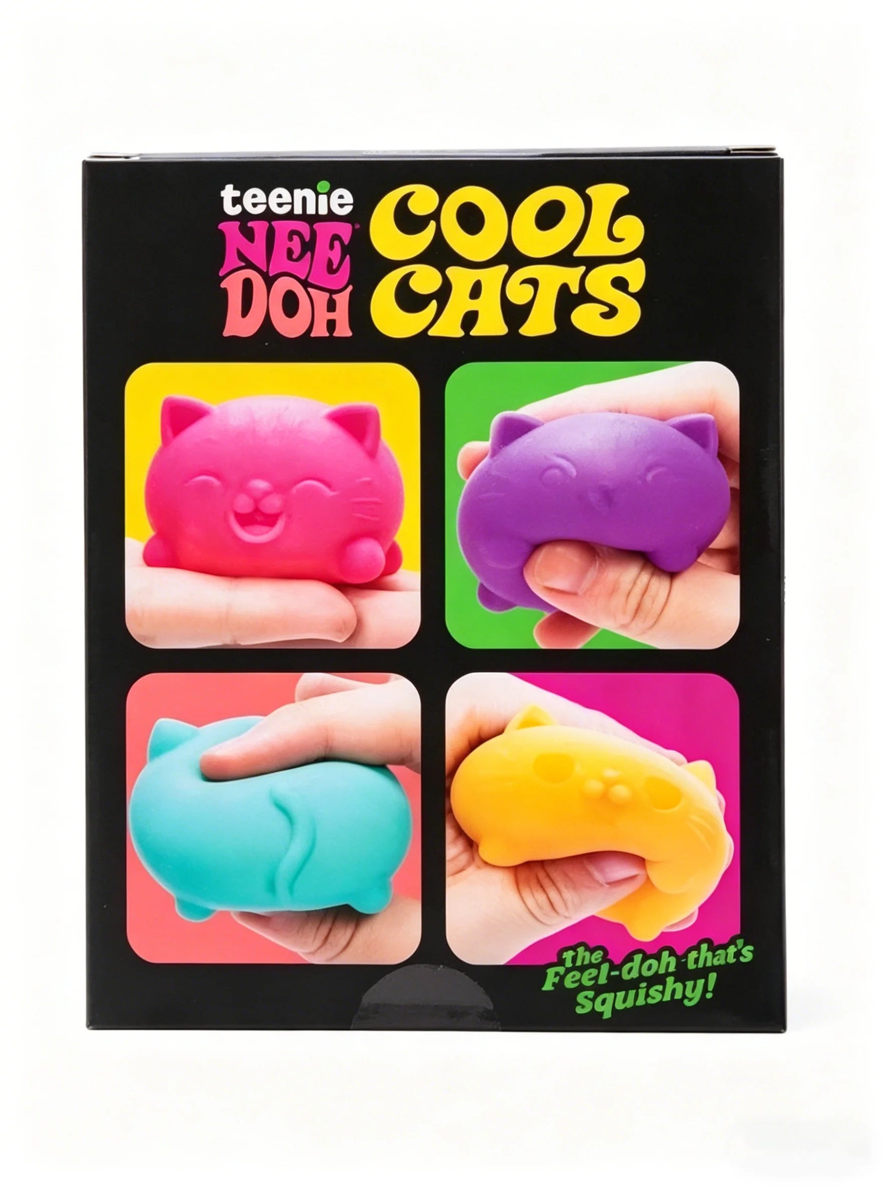 NeeDoh Teenie Cool Cats 4 Pack Adorable Mini Cat Fidget Toys Soft Squishy Stress Relief Sensory Squeeze Toys