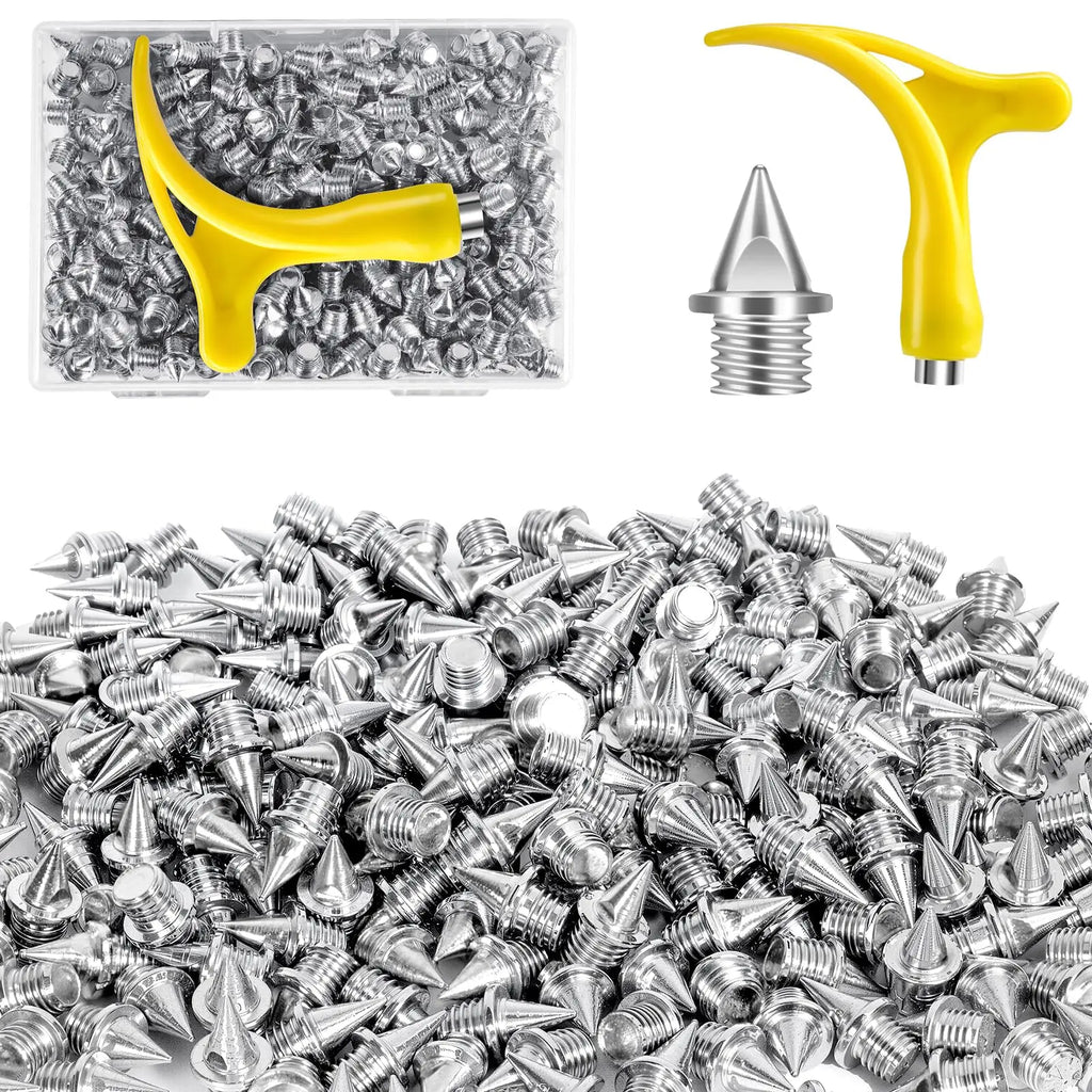 1/4 Inch Track Spikes 130pcs Stainless Steel Replacement with Spike Wrench for Track Running Hiking Golf Shoes