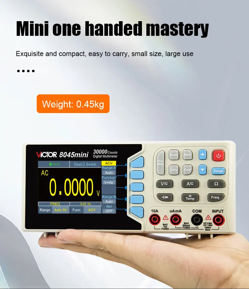 VICTMini Digital Multimeter 30000 Counts True RMS AC/DC 1000V Desktop Multimetro 300MHz Electrician Transistor Capacitance Test