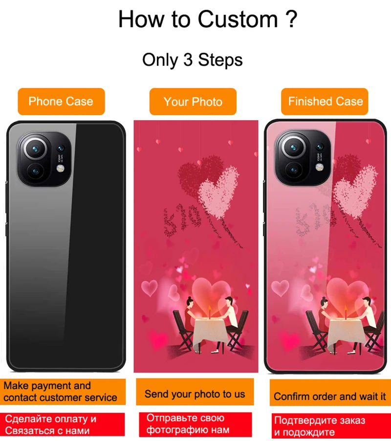 Custom Phone Cases For iPhone 16 16e 14 Pro Max 13 Mini 15 Plus Glass Silicone Cover Customized DIY Photo Personalized Pictures