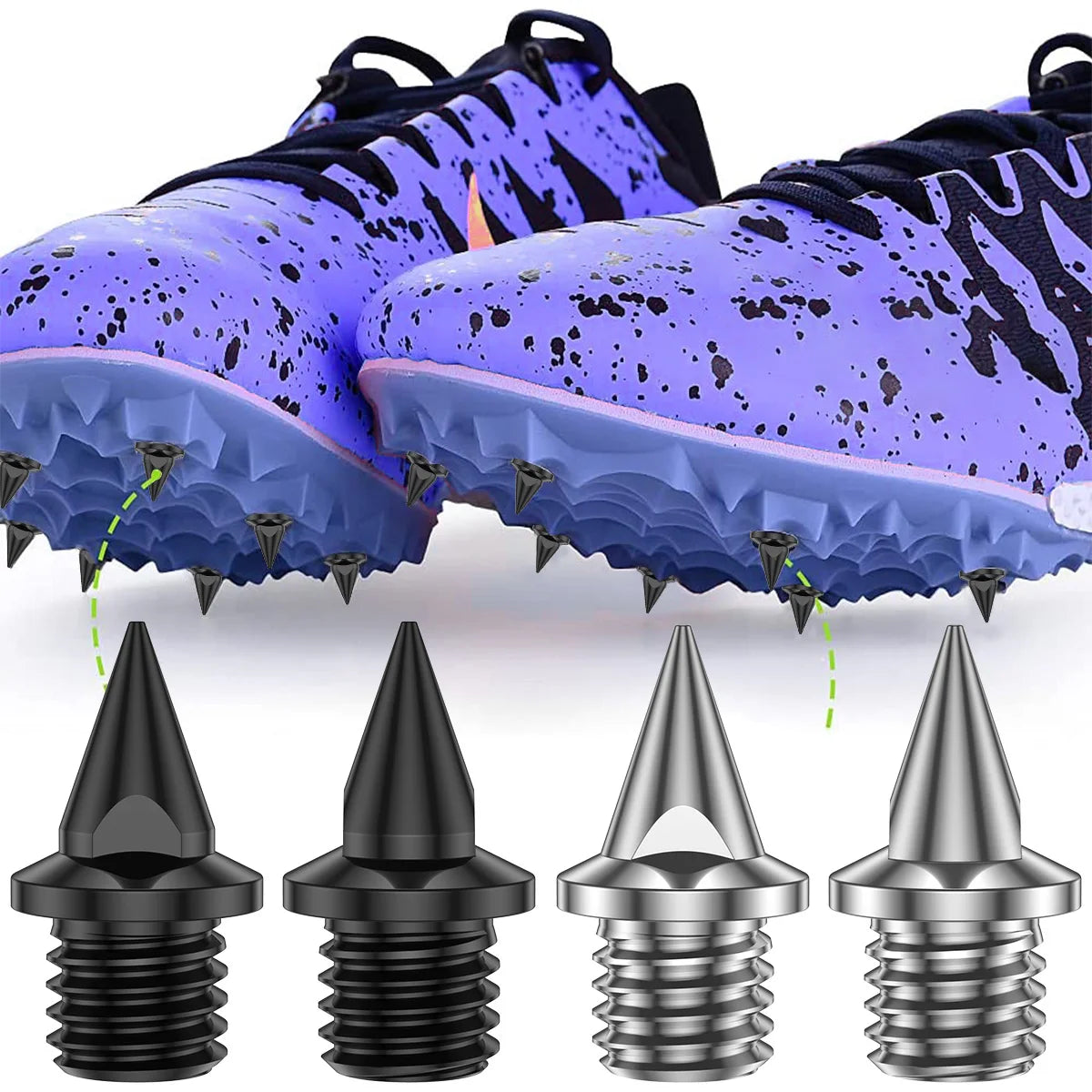 100Pcs Track Spikes Set Steel Wear Resistant Shoe Spikes Replacement Anti Slip Lightweight Sneakers Running Hiking Spikes