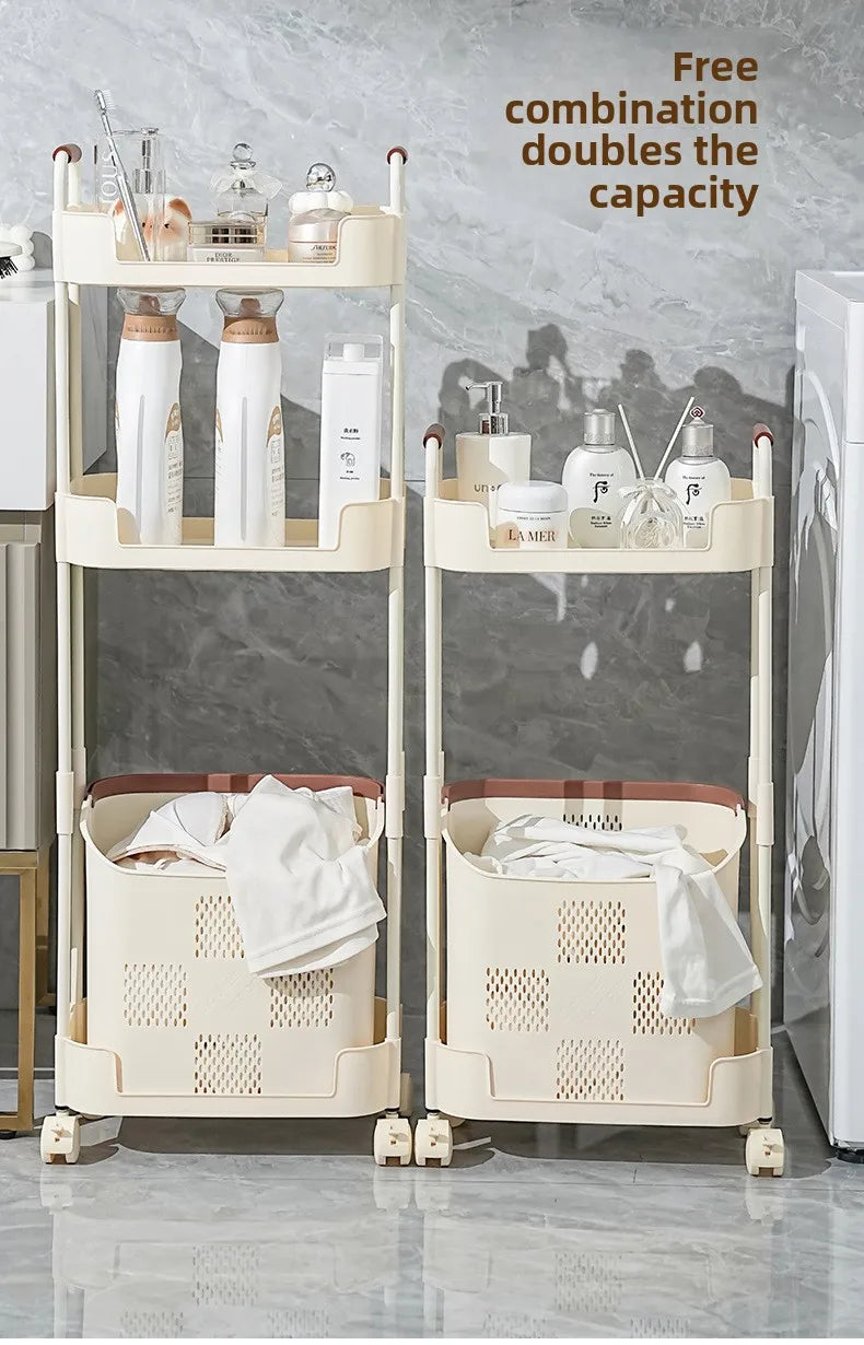 Multi-Functional Laundry Hamper for Home - Large Movable Clothes Basket with Storage Shelf, Bathroom Organizer & Sorting Rack