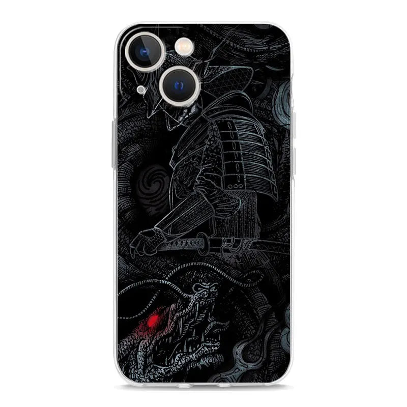 Phone Case For iPhone 17 Cases iPhone Air 16 15 12 13 14 Pro Max 7 8 Plus 16Pro iPhone11 Soft Cover Japanese Samurai Art