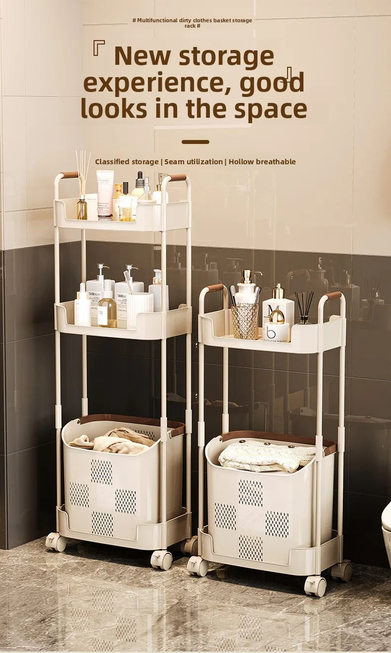 Multi-Functional Laundry Hamper for Home - Large Movable Clothes Basket with Storage Shelf, Bathroom Organizer & Sorting Rack