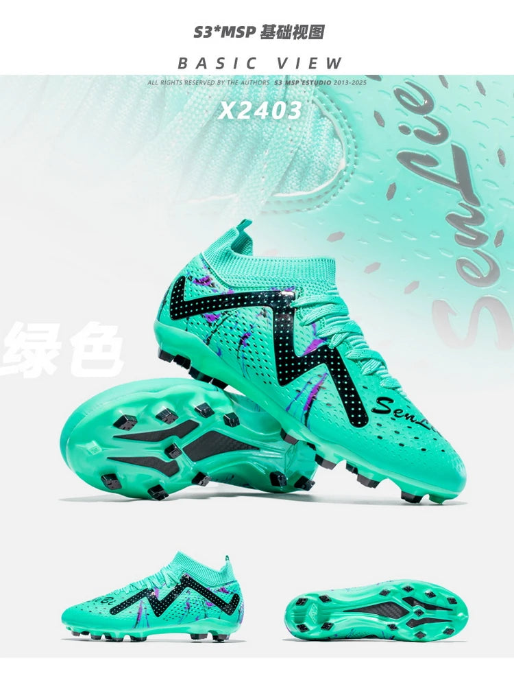 Men's Soccer Cleats Football Cleats for Mens Big Boys Mid-Top Spikes FG/TF Shoes for Youth Professional Training Turf Sneaker