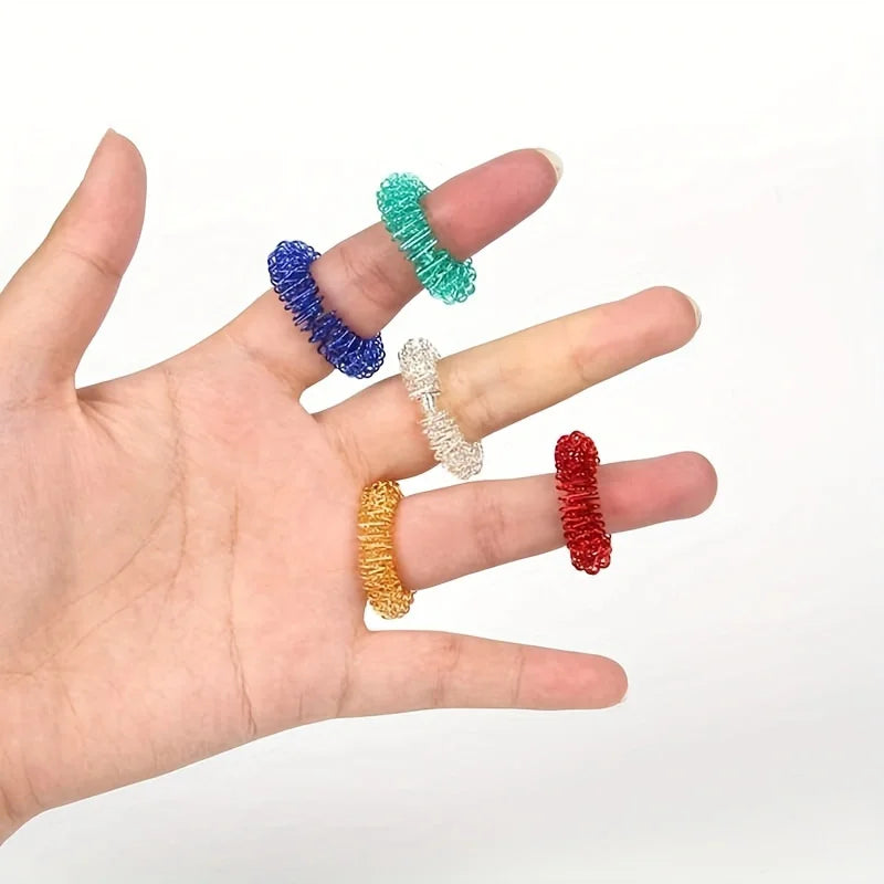 5Pcs/Pack Spiky Sensory Fidget Ring Toys for Children Adult Massager Hand Acupressure Finger Ring Toy Massage Circle Kids Gift