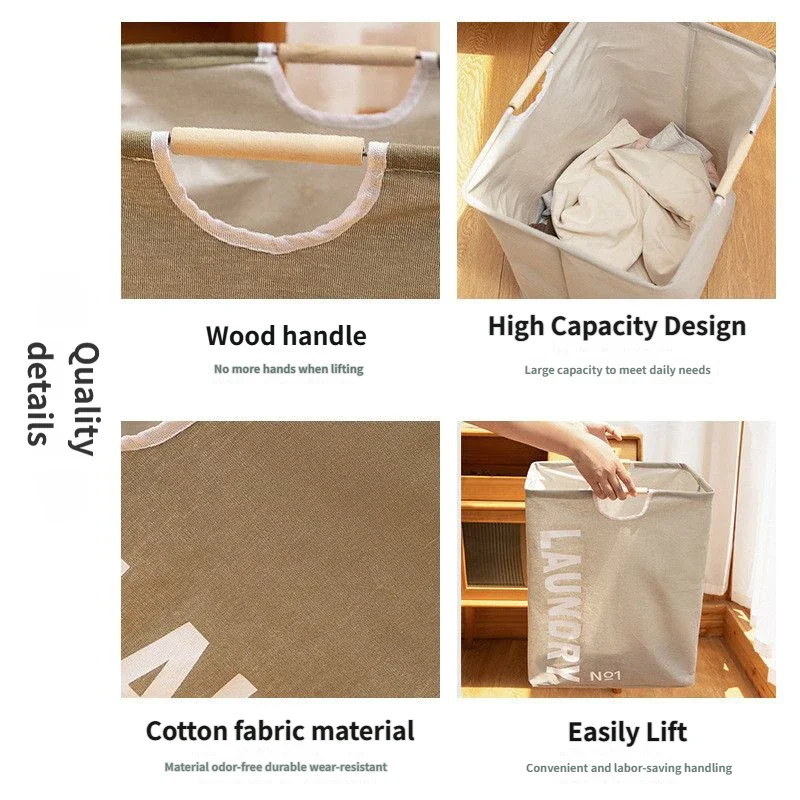 Large Laundry Hamper Clothes Hamper for Laundry Foldable Laundry Basket with Handle Cotton Fabric Storage Bin for Clothes Toys