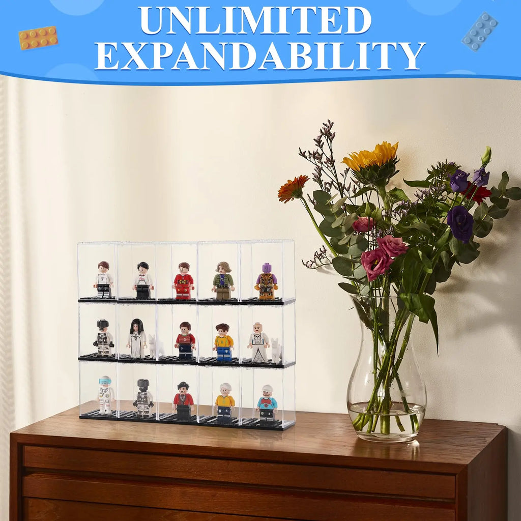 Minifigures Display Case, Acrylic Building Block Display Box,Action Figure Toys Storage for Lego Minifigure,Gift for Lego Lover