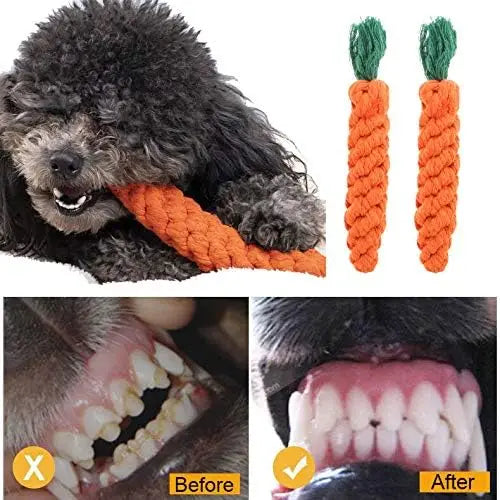 1/2/3Pcs Carrot Dog Bite Rope Pet Dog Toys Safe Durable Bite Dog Chew Toys Resistant Puppy Molar Cleaning Teeth Cotton Rope