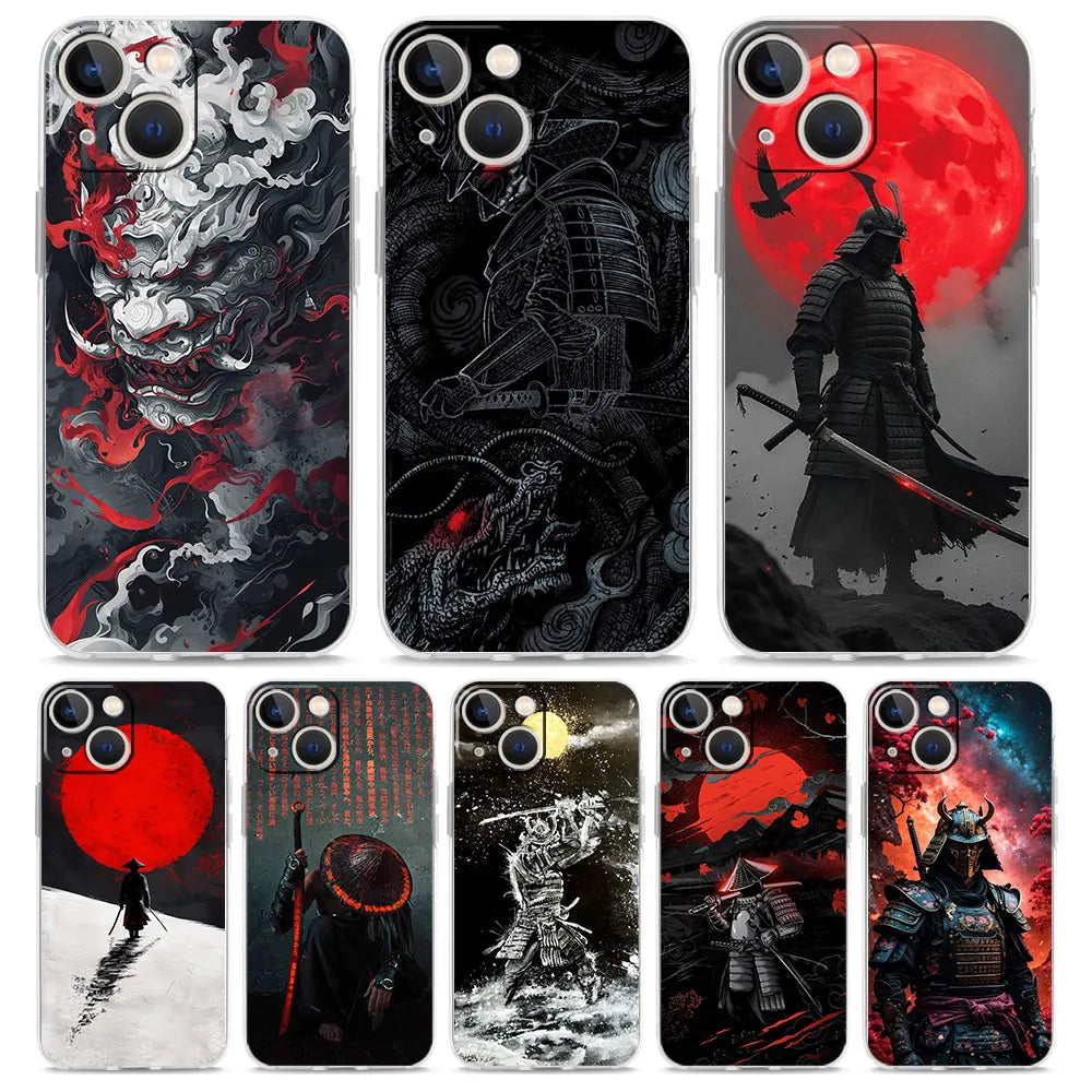 Phone Case For iPhone 17 Cases iPhone Air 16 15 12 13 14 Pro Max 7 8 Plus 16Pro iPhone11 Soft Cover Japanese Samurai Art