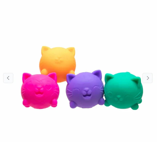 NeeDoh Teenie Cool Cats 4 Pack Adorable Mini Cat Fidget Toys Soft Squishy Stress Relief Sensory Squeeze Toys