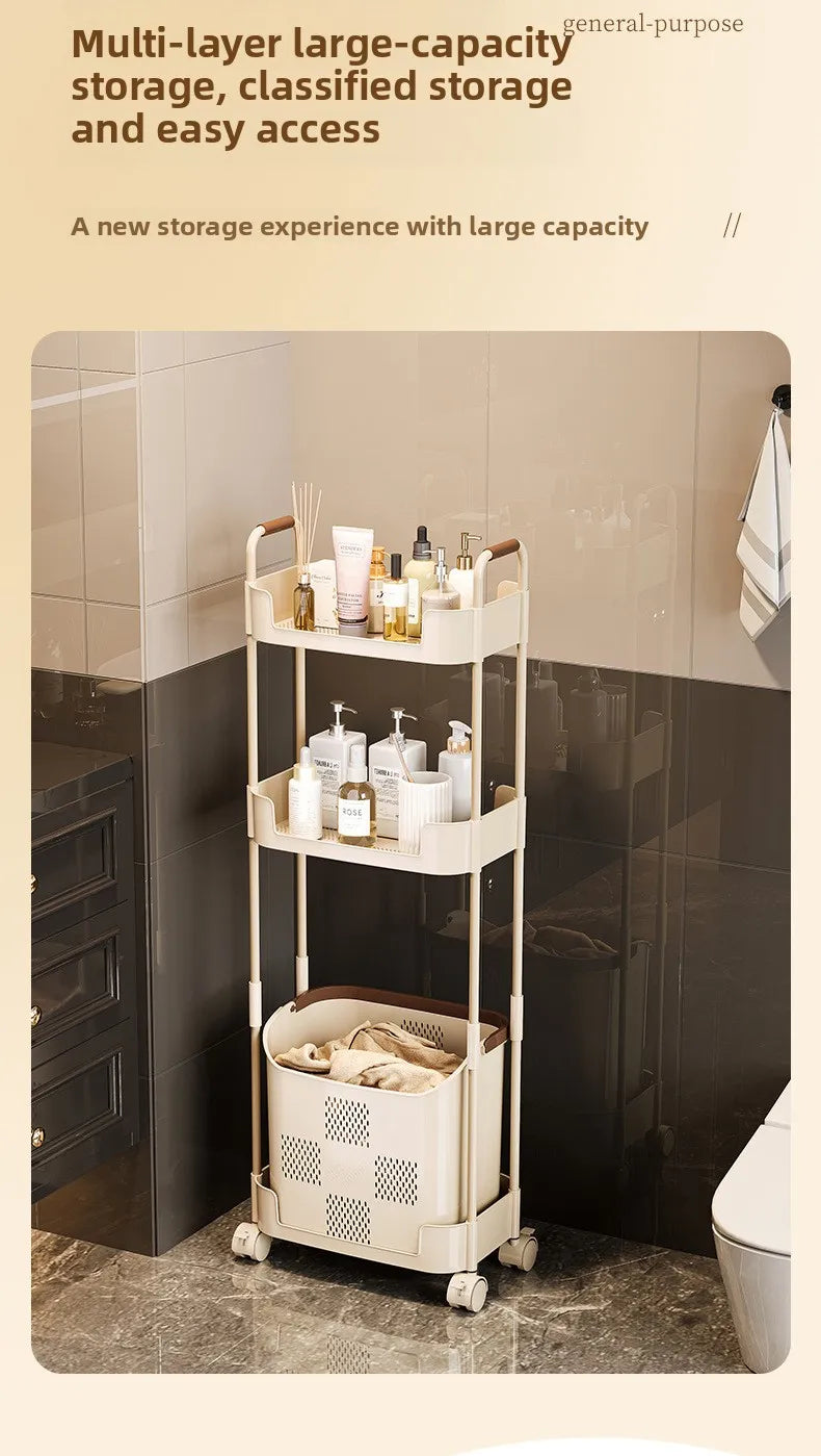 Multi-Functional Laundry Hamper for Home - Large Movable Clothes Basket with Storage Shelf, Bathroom Organizer & Sorting Rack