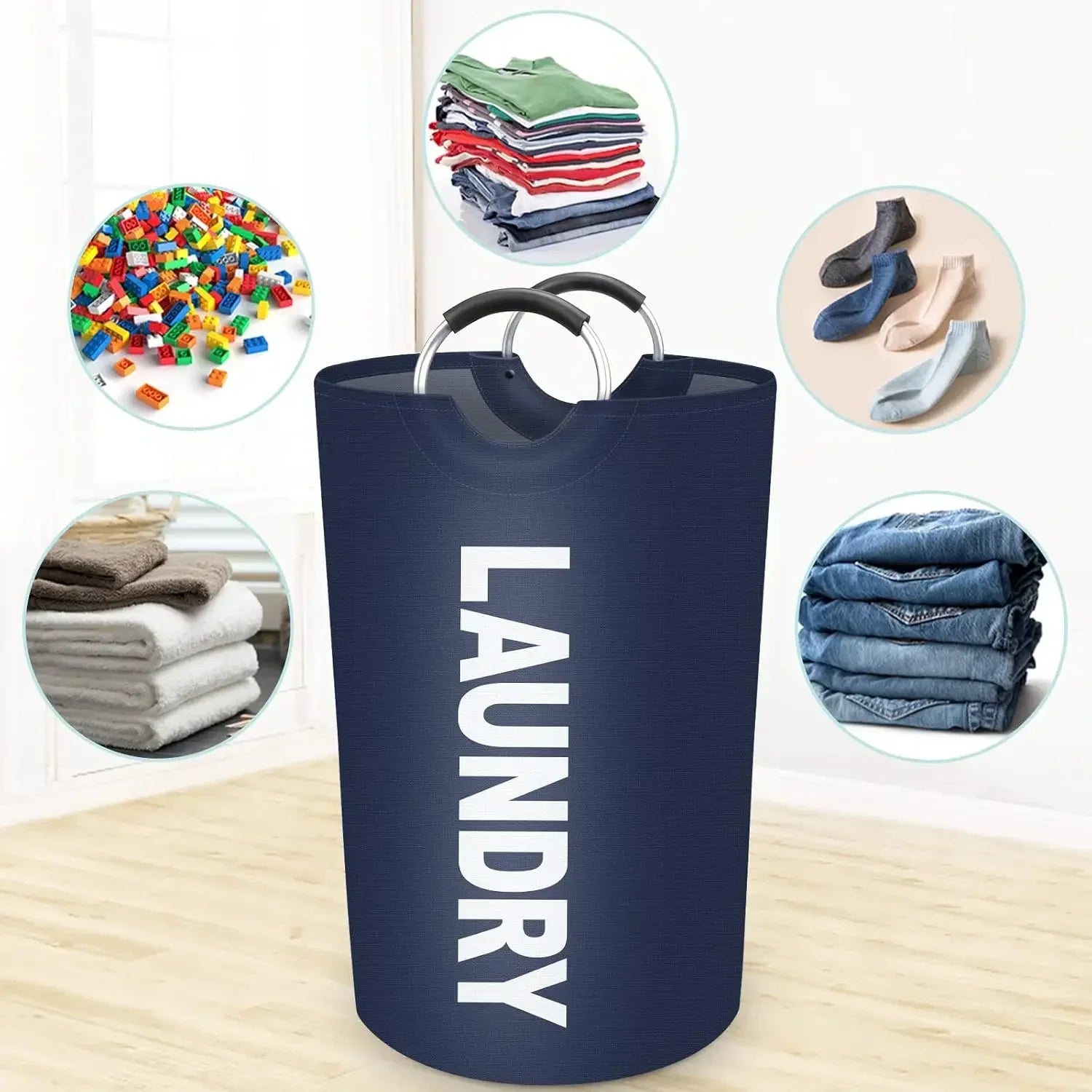 Large-capacity Laundry Hamper Bag With Handle Dirty Clothes Basket Bathroom Dirty Clothes Organizer Toys Storage Basket