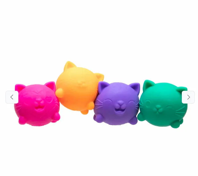 NeeDoh Teenie Cool Cats 4 Pack Adorable Mini Cat Fidget Toys Soft Squishy Stress Relief Sensory Squeeze Toys
