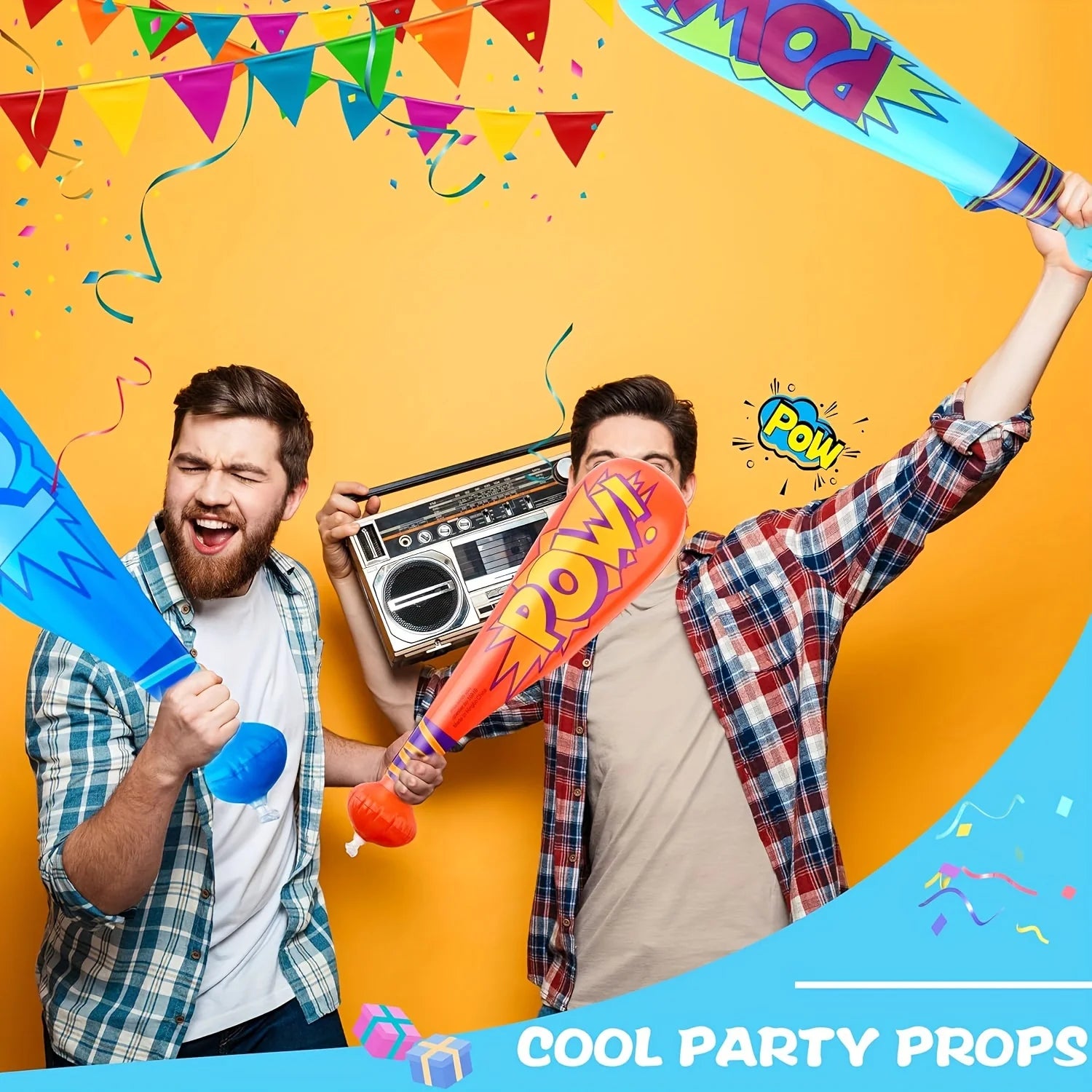 6/12Pcs Pow Inflatable Baseball Bats 17 Inch Inflatable Toy Bats for Kids Baseball Party Decoration Favor Beach And Pool Toys
