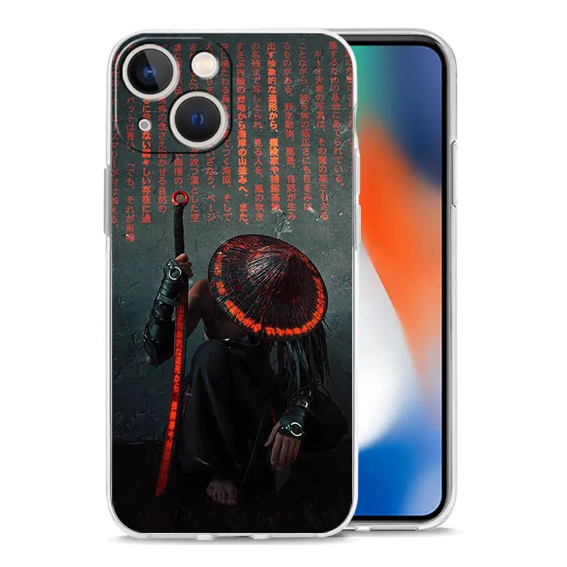 Phone Case For iPhone 17 Cases iPhone Air 16 15 12 13 14 Pro Max 7 8 Plus 16Pro iPhone11 Soft Cover Japanese Samurai Art