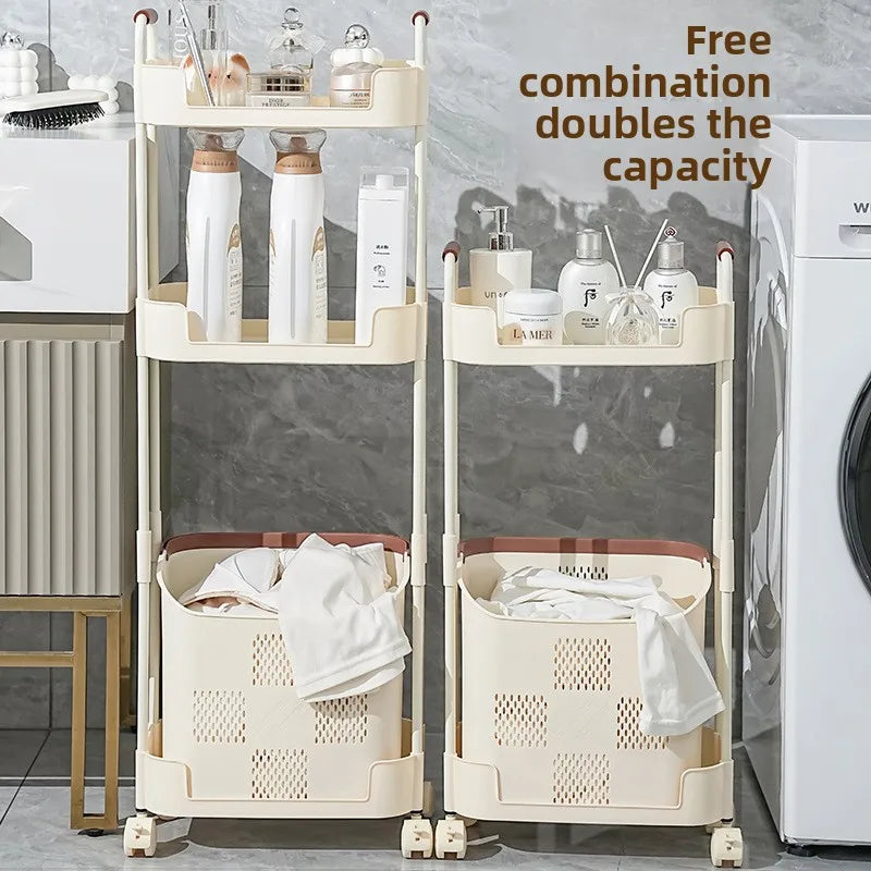 Multi-Functional Laundry Hamper for Home - Large Movable Clothes Basket with Storage Shelf, Bathroom Organizer & Sorting Rack