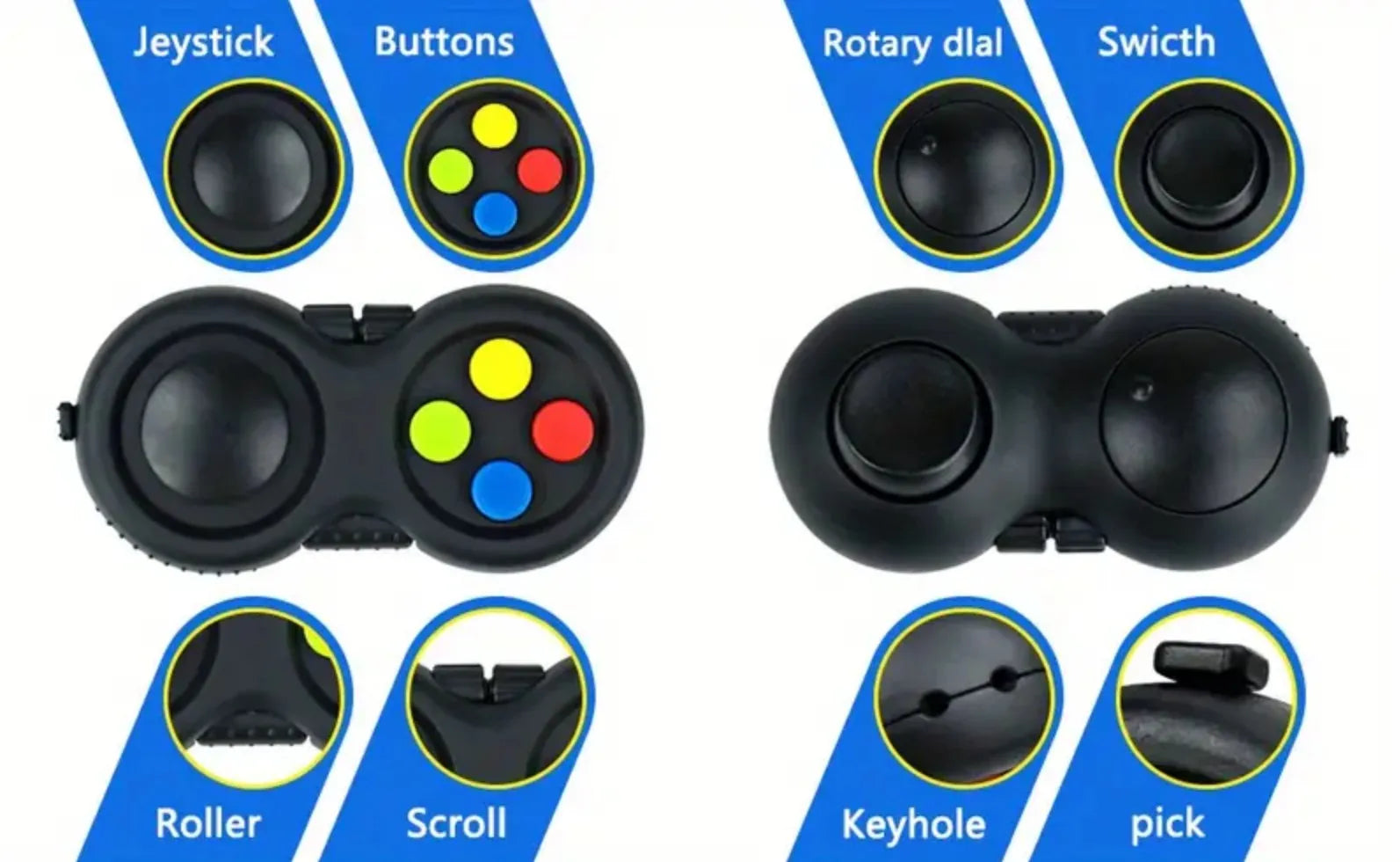 Fidget Pad Retro Classic Fidget Controller Handheld Fidget Game Controller Fun Fidget Pad Packs Classic Fidget Toys