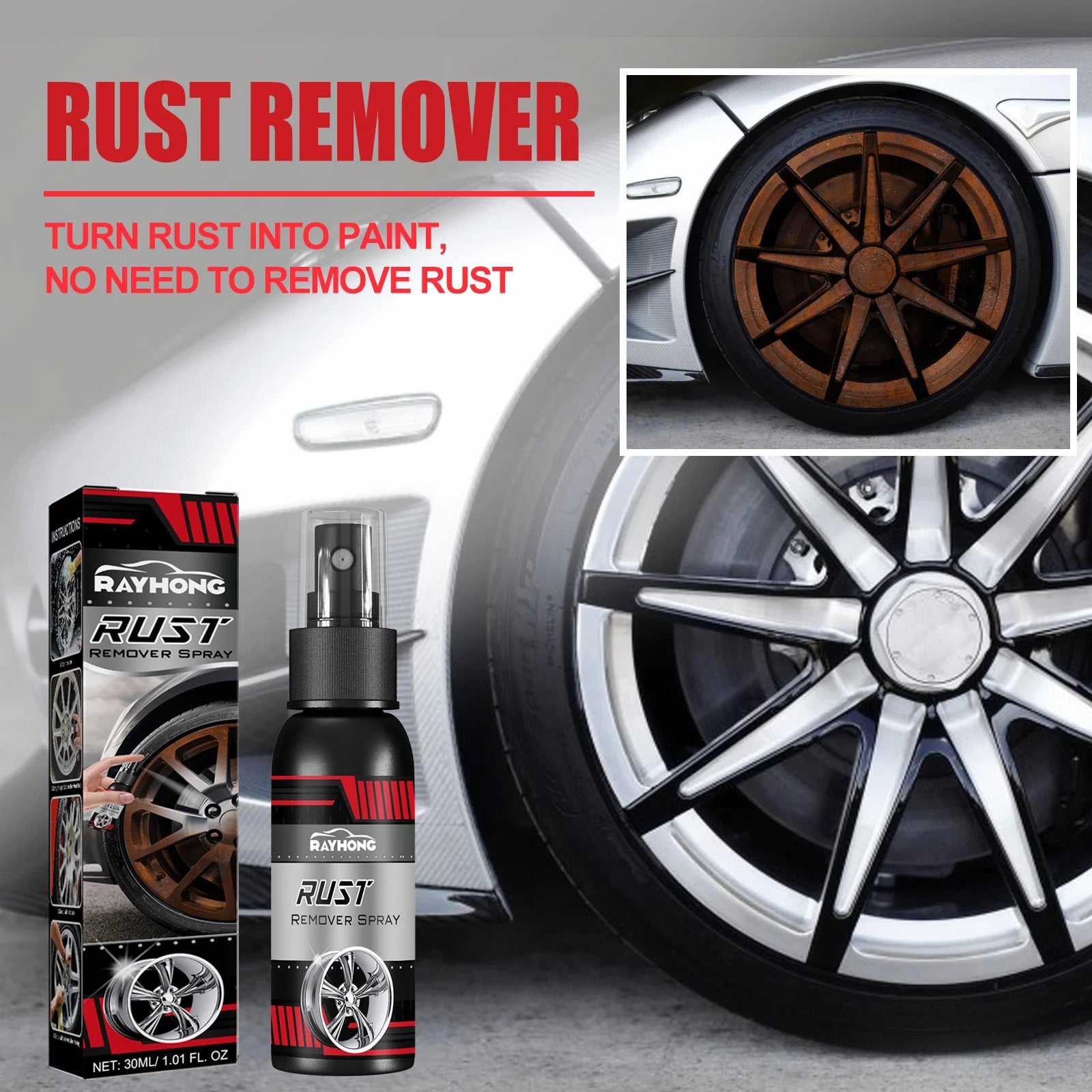 Deoxidizer Spray, Antirust Agent, Cleaning Chrome Plating Metallic Paint, Antioxidant Lubricant for Automobile Maintenance
