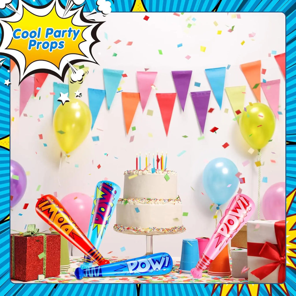 6/12Pcs Pow Inflatable Baseball Bats 17 Inch Inflatable Toy Bats for Kids Baseball Party Decoration Favor Beach And Pool Toys